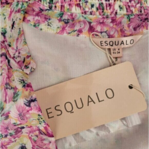 Esqualo Pink Floral Chiffon Dress NWT Sz 4 - Picture 9 of 15